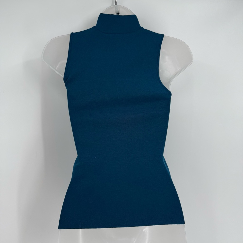 Alice + Olivia Kiki Blue-green mock neck Cutout Tank  Size Small Sleeveless - Picture 7 of 9